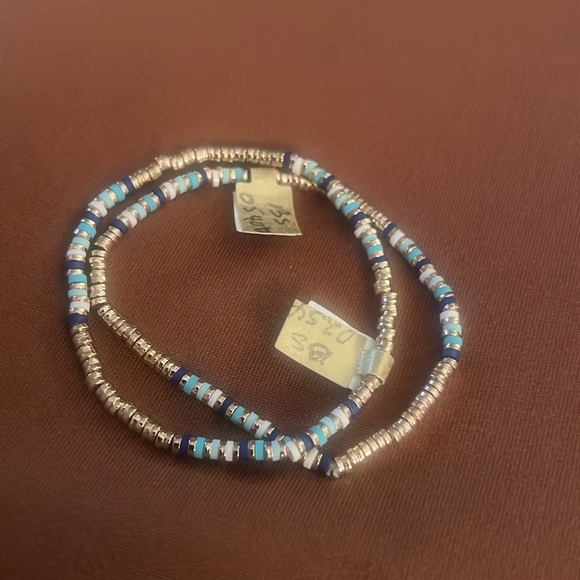 Multi Color Blue and Gold Stretch Bracelet - Picture 3 of 3